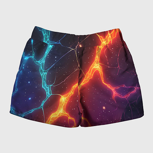 Женские шорты Сине-оранжевые молнии текстура / 3D-принт – фото 2