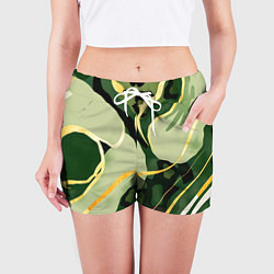 Шорты женские Зеленый природный паттерн, цвет: 3D-принт — фото 2