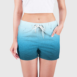 Шорты женские Голубой мягкий градиент текстура крошка, цвет: 3D-принт — фото 2