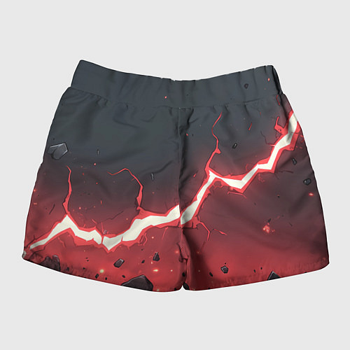 Женские шорты Красная молния на черной текстуре / 3D-принт – фото 2