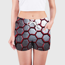Шорты женские Металлический бронежилет, цвет: 3D-принт — фото 2