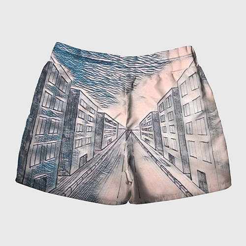Женские шорты Сумрачный город / 3D-принт – фото 2