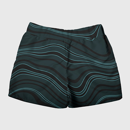 Женские шорты Тёмный синий волнистые полосы / 3D-принт – фото 2