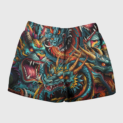 Женские шорты Татуировка дракона ирезуми / 3D-принт – фото 2
