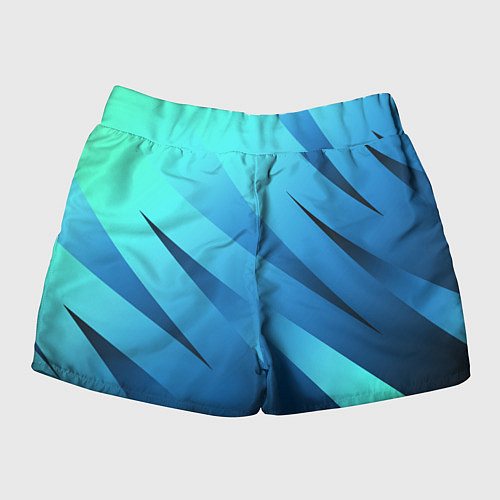 Женские шорты Сине-голубой абстрактные полосы / 3D-принт – фото 2