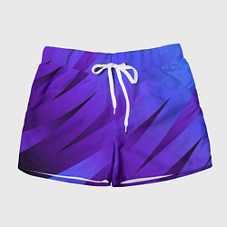 Шорты женские Сине-фиолетовый абстрактные линии, цвет: 3D-принт