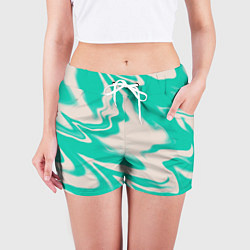 Шорты женские Color white turquoise, цвет: 3D-принт — фото 2