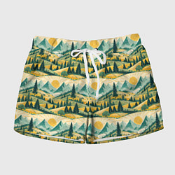 Женские шорты Горные пейзажи ретро стиль