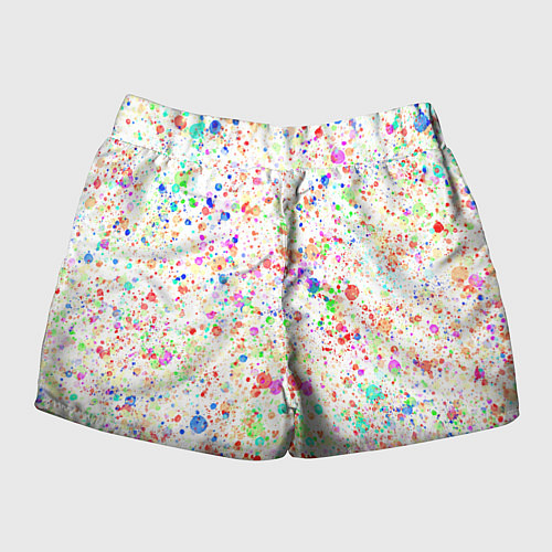 Женские шорты Белый с разноцветными брызгами / 3D-принт – фото 2