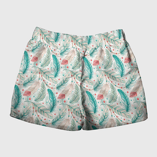 Женские шорты Бохо паттерн в мятных тонах / 3D-принт – фото 2