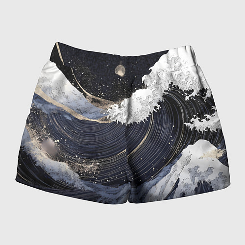 Женские шорты Волны моря с блестками / 3D-принт – фото 2