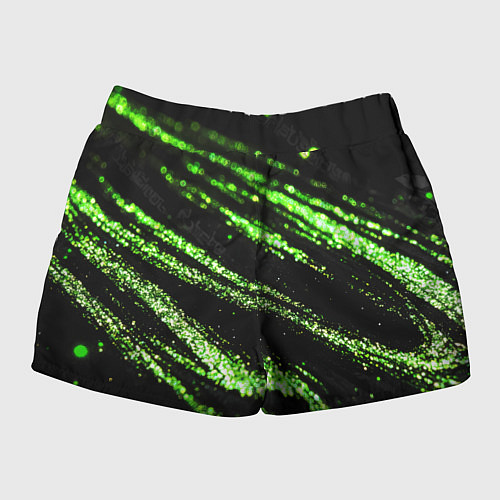Женские шорты Зеленые блестки на черном / 3D-принт – фото 2