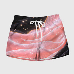 Шорты женские Розовая волнистая текстура на черном, цвет: 3D-принт