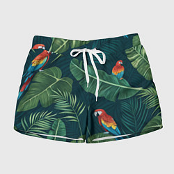 Женские шорты Тропики и попугаи