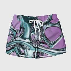 Шорты женские Металлическая абстракция на фиолетовом фоне, цвет: 3D-принт