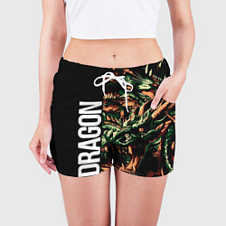 Шорты женские Татуировка дракона ирезуми, цвет: 3D-принт — фото 2
