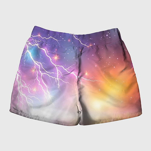 Женские шорты Магический фон с молниями и звездами / 3D-принт – фото 2