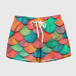 Шорты женские Разноцветная чешуя, цвет: 3D-принт