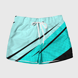 Женские шорты Абстрактный чёрно-голубой с полосами