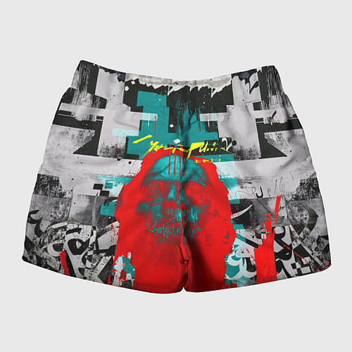 Женские шорты Cyberpunk 2077 гранж / 3D-принт – фото 2