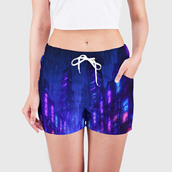 Шорты женские Одинокий город неона, цвет: 3D-принт — фото 2