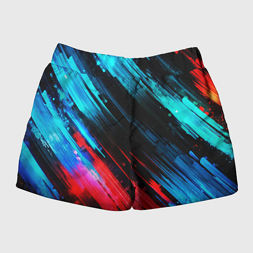 Женские шорты Синяя и красная краска на черном / 3D-принт – фото 2