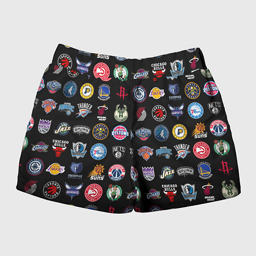 Женские шорты Команды НБА на черном фоне / 3D-принт – фото 2