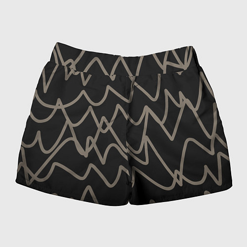 Женские шорты Кривые рукописные линии чёрно-коричневый / 3D-принт – фото 2