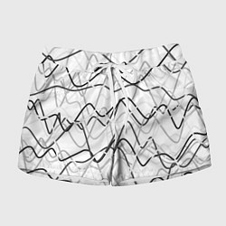 Женские шорты Белый с серыми волнистыми полосами