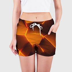 Шорты женские Оранжевые объемные пластины, цвет: 3D-принт — фото 2