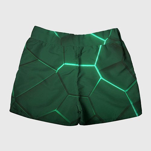 Женские шорты Зеленые плиты с неоном / 3D-принт – фото 2