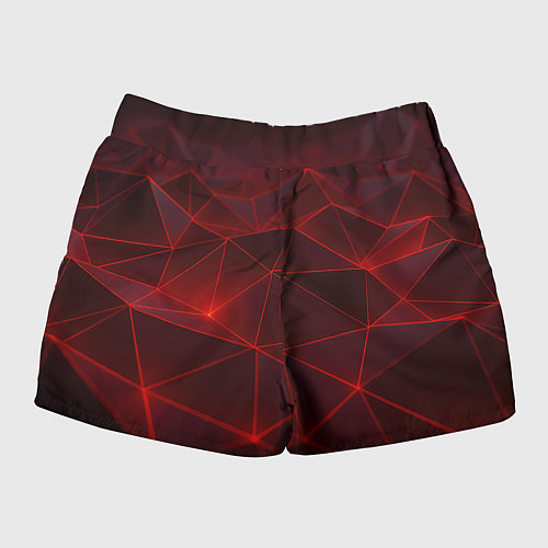 Женские шорты Красные полигоны с неоном / 3D-принт – фото 2