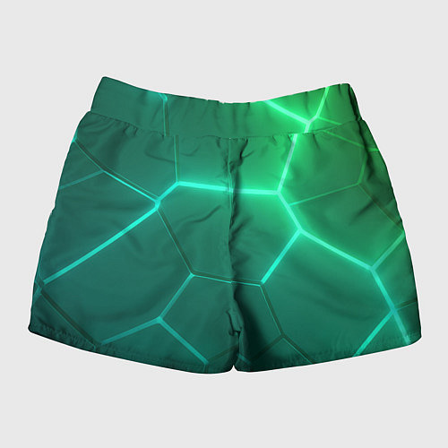 Женские шорты Зеленые неоновые плитки / 3D-принт – фото 2