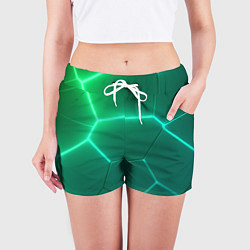 Шорты женские Зеленые неоновые плитки, цвет: 3D-принт — фото 2