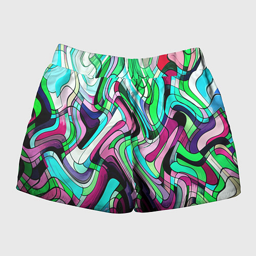 Женские шорты Зелёно-розовый искажённая абстракция / 3D-принт – фото 2