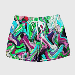 Женские шорты Зелёно-розовый искажённая абстракция