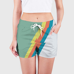 Шорты женские Рок молния Боуи весенняя палитра, цвет: 3D-принт — фото 2