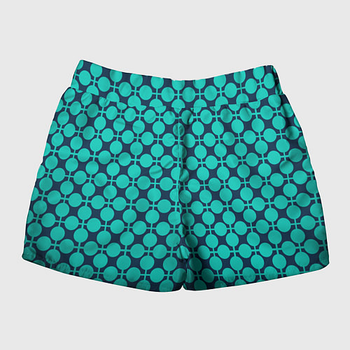 Женские шорты Бирюзовый узор в клетку и горошек ретро / 3D-принт – фото 2