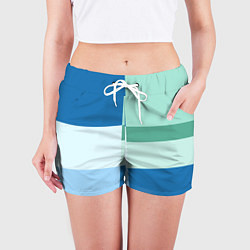 Шорты женские Мятное небо колор-блок, цвет: 3D-принт — фото 2