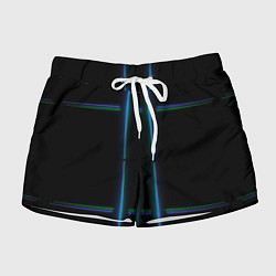 Шорты женские Color black green blue lines, цвет: 3D-принт