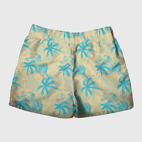 Женские шорты Palm light blue beige / 3D-принт – фото 2