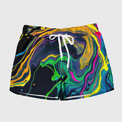 Шорты женские Разводы и переливы разноцветной краски, цвет: 3D-принт