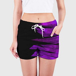 Шорты женские Color purple black stripes, цвет: 3D-принт — фото 2