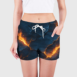 Шорты женские Разлом плит с огнем, цвет: 3D-принт — фото 2