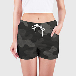 Шорты женские Черно-серый камуфляж, цвет: 3D-принт — фото 2