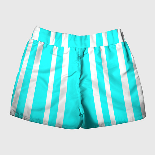 Женские шорты Color blue white stripes / 3D-принт – фото 2