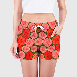 Шорты женские Цветочная поляна паттерн, цвет: 3D-принт — фото 2