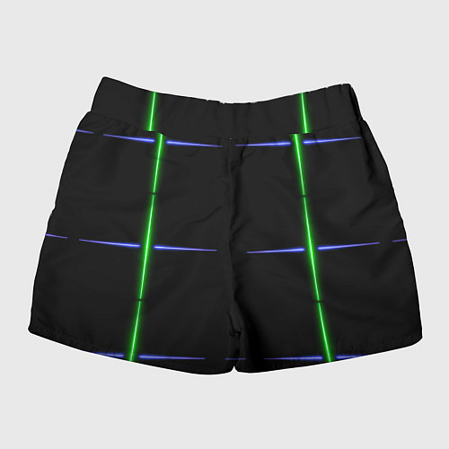Женские шорты Color black green purple stripes / 3D-принт – фото 2