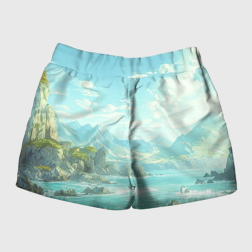 Женские шорты Художественный берег со скалами / 3D-принт – фото 2