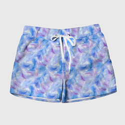 Женские шорты Узор из голубых и сиреневых перьев